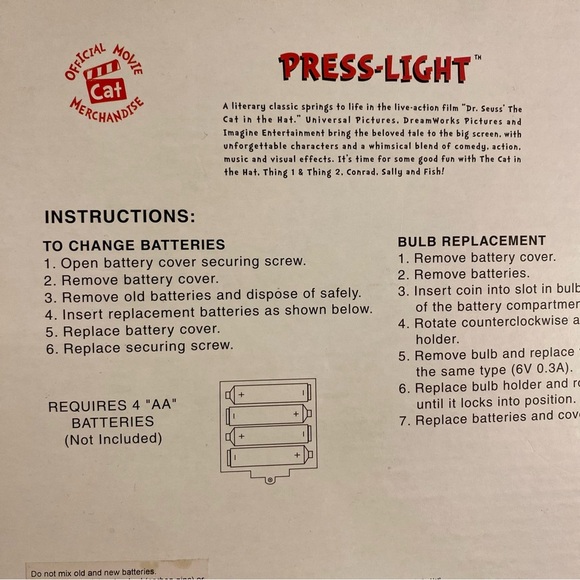 New Dr Seuss The Cat In The Hat Movie Press light pacific Innovations - Picture 8 of 10